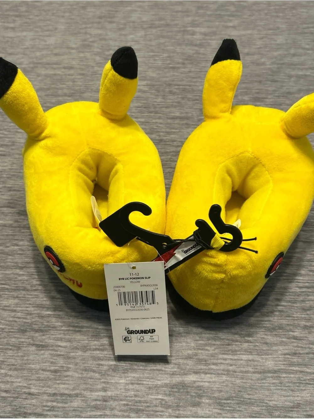 Pokemon Yellow Pikachu Plush Kids Slippers